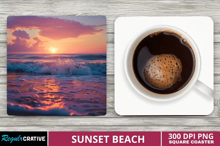 Sunset Beach Square Coaster