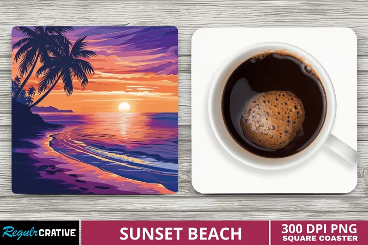 Sunset Beach Square Coaster