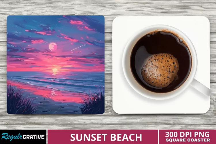 Sunset Beach Square Coaster