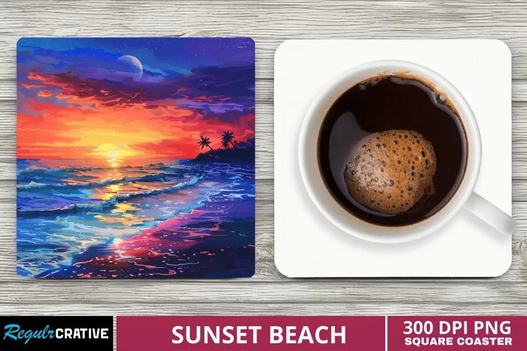 Sunset Beach Square Coaster