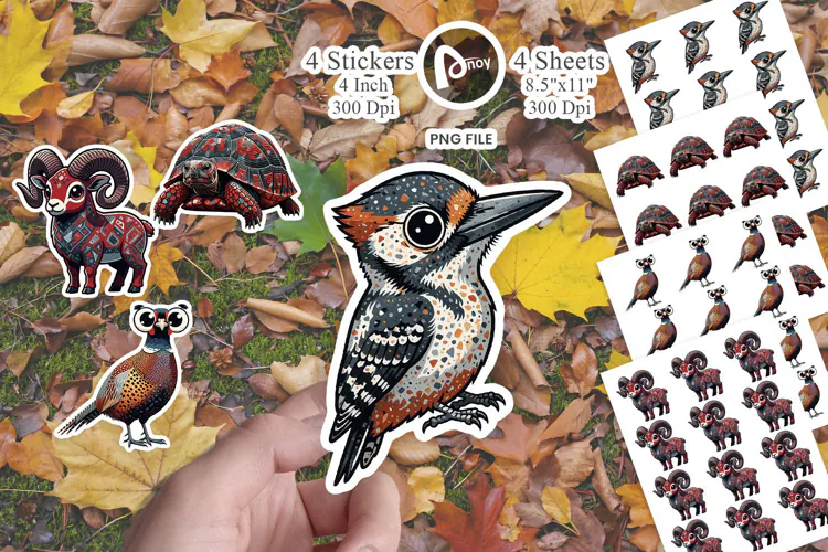 Sunset Forest Terrazzo Animal Sticker