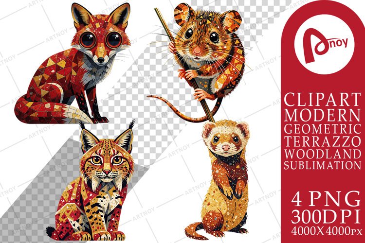 Forest Terrazzo Animal Sublimation example image 1