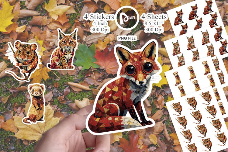 Sunset Forest Terrazzo Animal Sticker example image 1