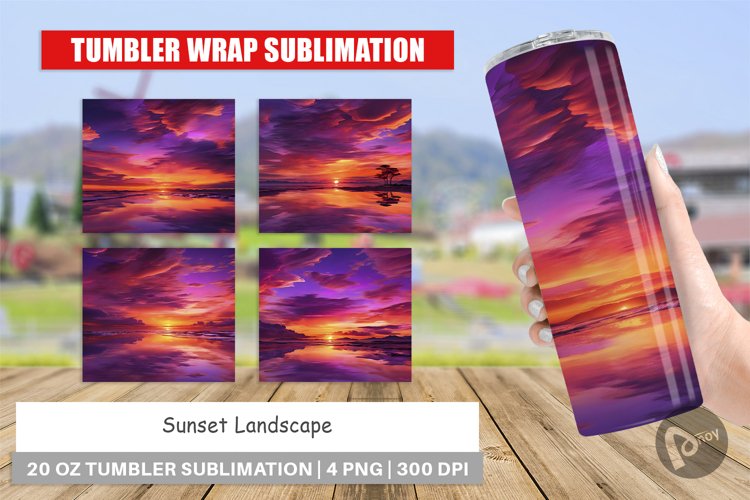 Tumbler Sublimation Wra Sunset Landscapep
