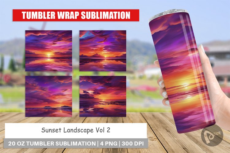 Tumbler Sublimation Wra Sunset Landscapep