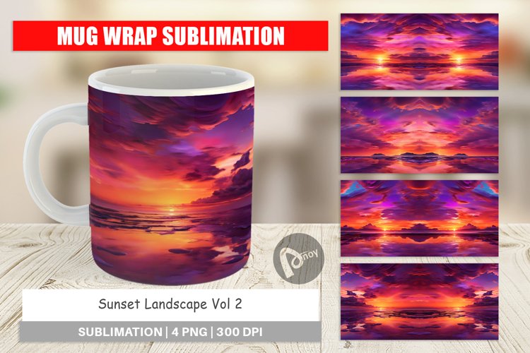 Mug Wrap Design Sunset Landscape