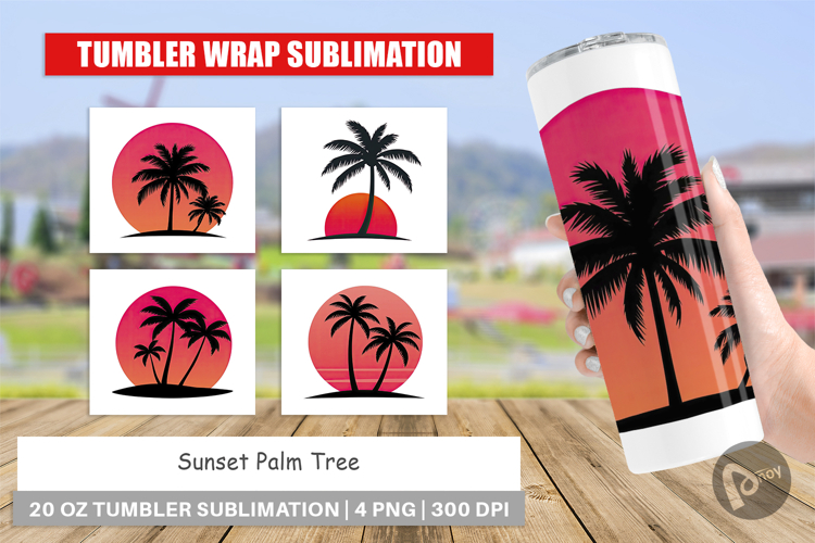 Tumbler Sunset Palm Tree