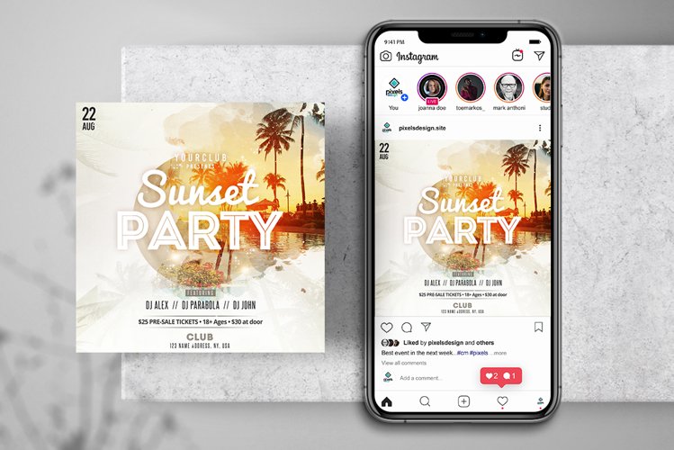 Sunset Event Instagram Flyer PSD example image 1