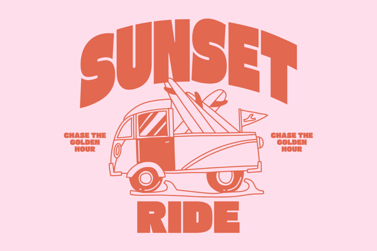 Sunset Ride Vintage Summer Riding Beach T shirt Design