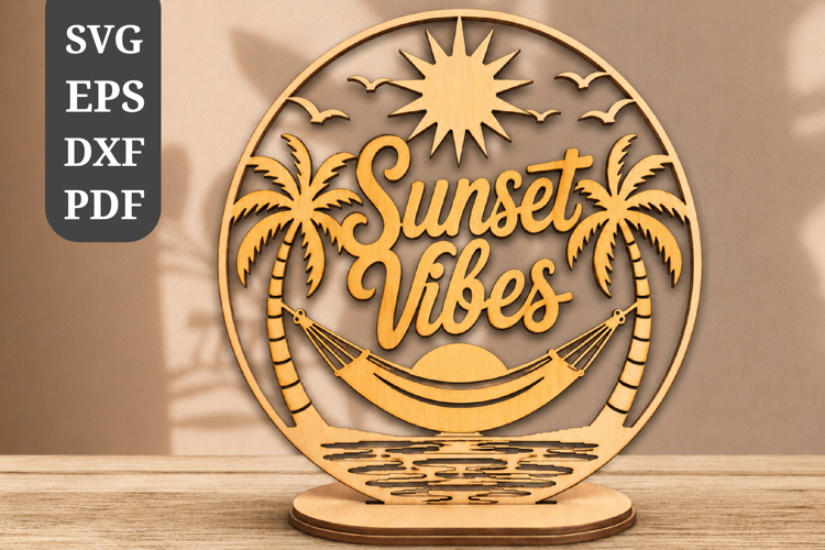 Sunset Vibes Round Sign SVG