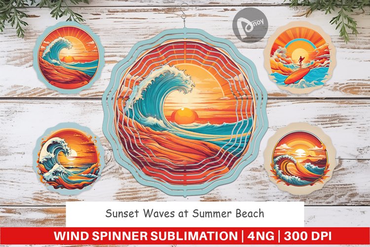 Wind Spinner Sunset Waves Beach