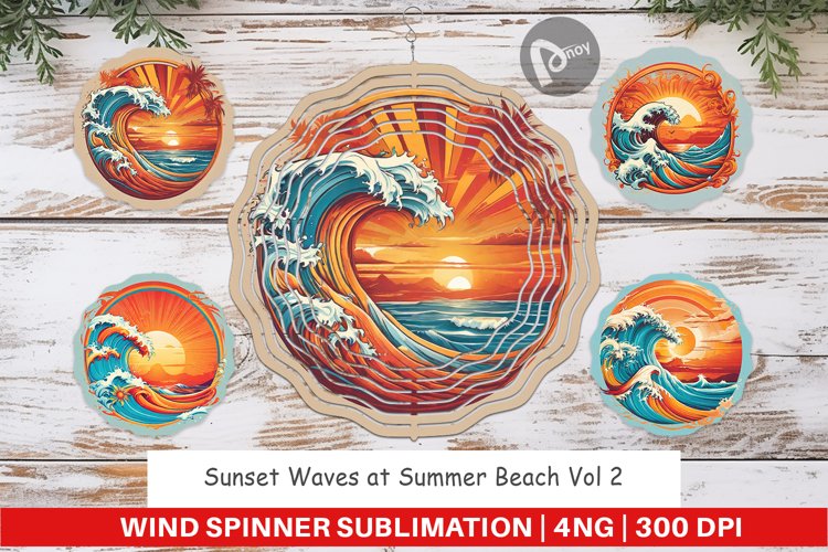 Wind Spinner Sunset Waves Beach