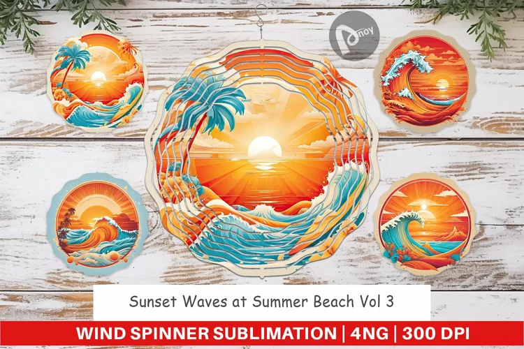 Wind Spinner Sunset Waves Beach