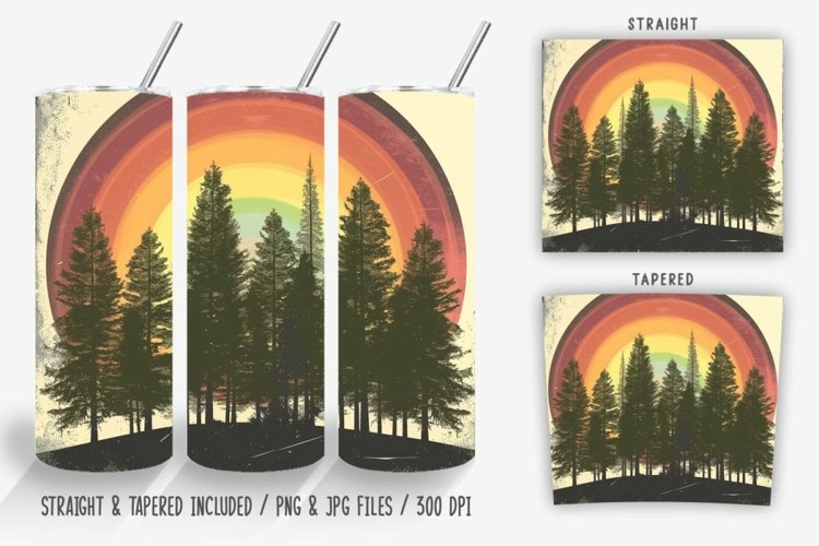 Retro Sunset with Rainbow Tumbler Wrap