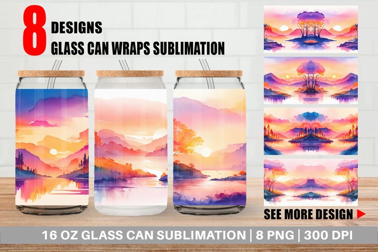 Sunsets Landscape Glass Can Wraps example image 1
