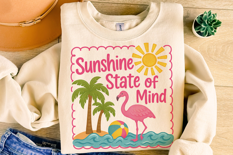 Sunshine State Of Mind PNG, Summer Vibes, Flamingo Summer