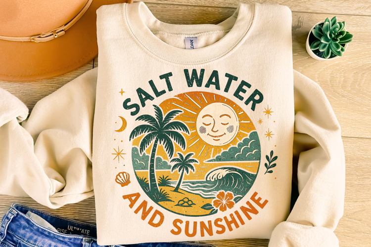 Salt Water And Sunshine PNG, Retro Summer, Summer Vibes PNG