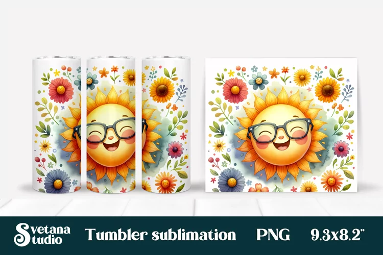 Sunshine tumbler | Summer tumbler | Floral tumbler wrap
