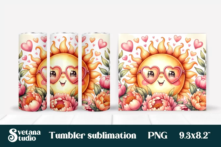 Sunshine tumbler | Summer tumbler | Floral tumbler wrap