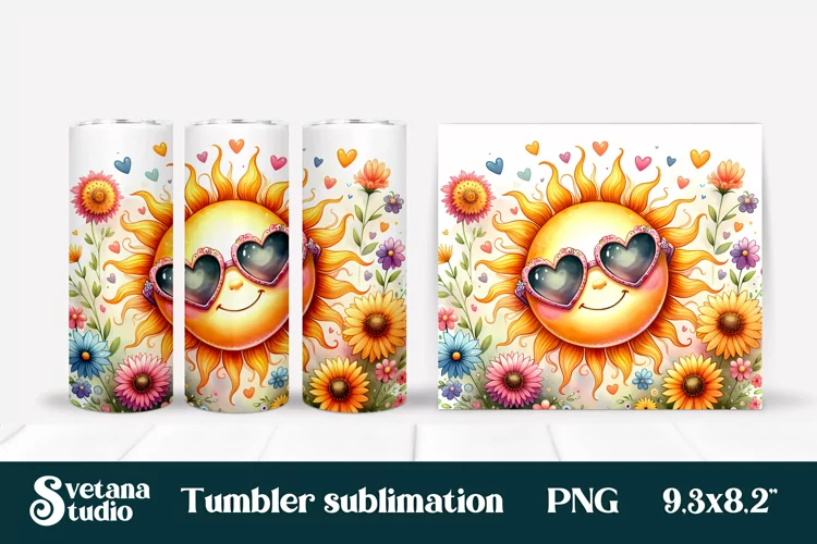 Sunshine tumbler | Summer tumbler | Floral tumbler wrap