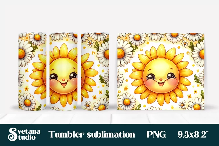Sunshine tumbler | Summer tumbler | Floral tumbler wrap
