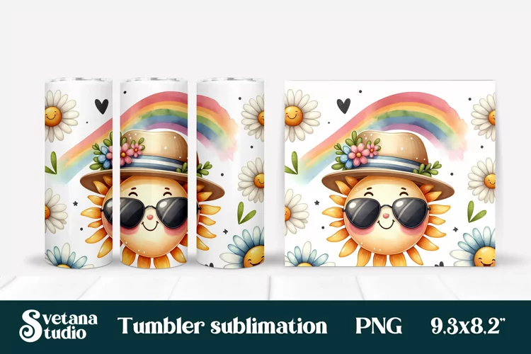 Sunshine tumbler | Summer tumbler | Floral tumbler wrap