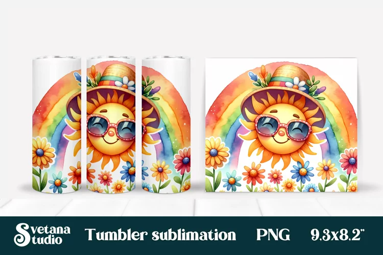Sunshine tumbler | Summer tumbler | Floral tumbler wrap