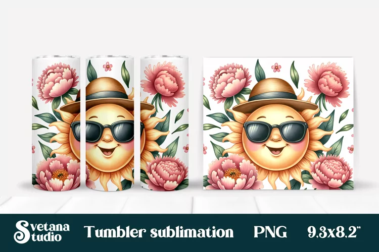 Sunshine tumbler | Summer tumbler | Floral tumbler wrap