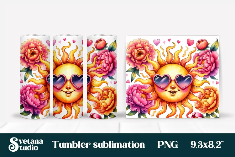 Sunshine tumbler | Summer tumbler | Floral tumbler wrap