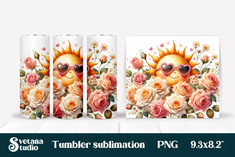 Sunshine tumbler | Summer tumbler | Floral tumbler wrap