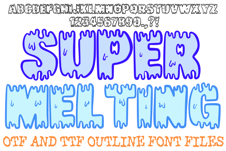 Super Melting Alphabet Font Letters Hand Drawn ABC OTF TTF