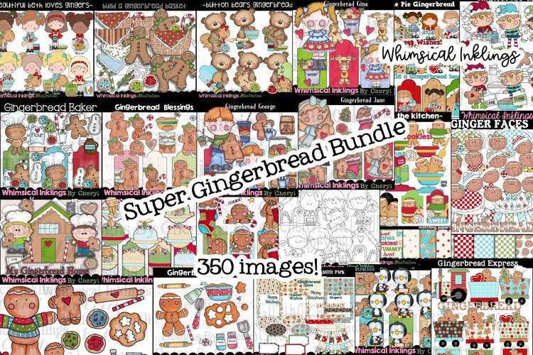 Super Gingerbread Clipart Bundle-350 Images! example image 1