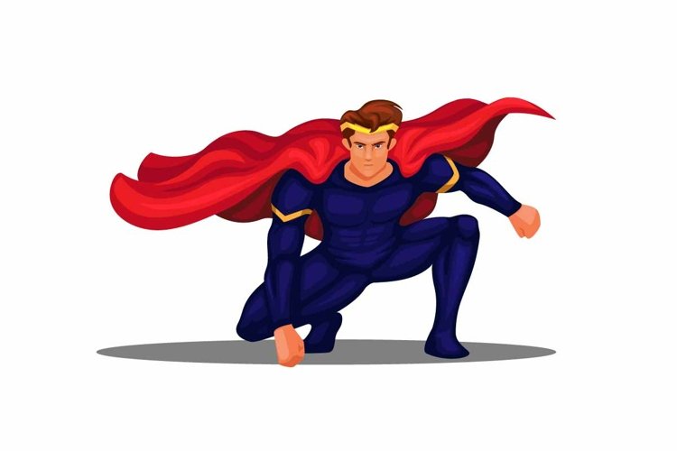 superhero landing pose character illustration vector