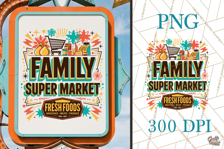 Retro Atomic Age Supermarket 1950s PNG