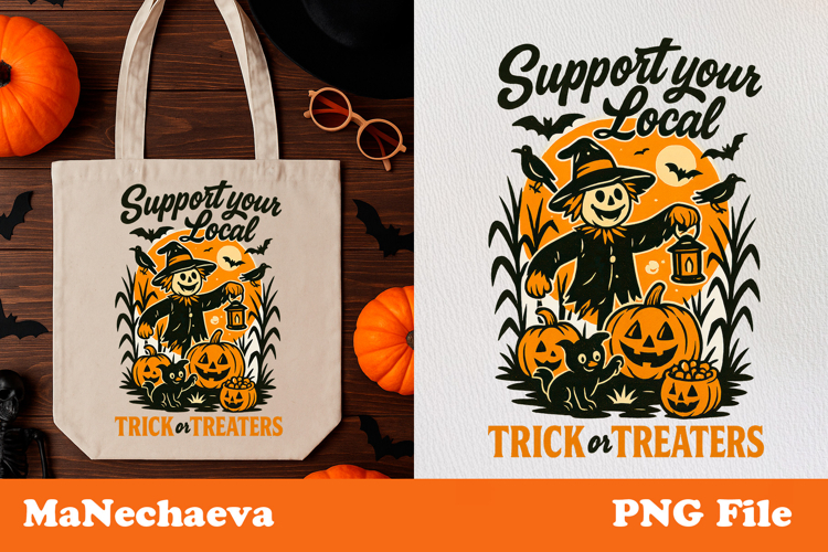 Retro Halloween Clipart | Trick or Treat Bag Sublimation