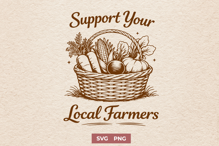 Support Your Local Farmers SVG - Vegetable Basket PNG Design