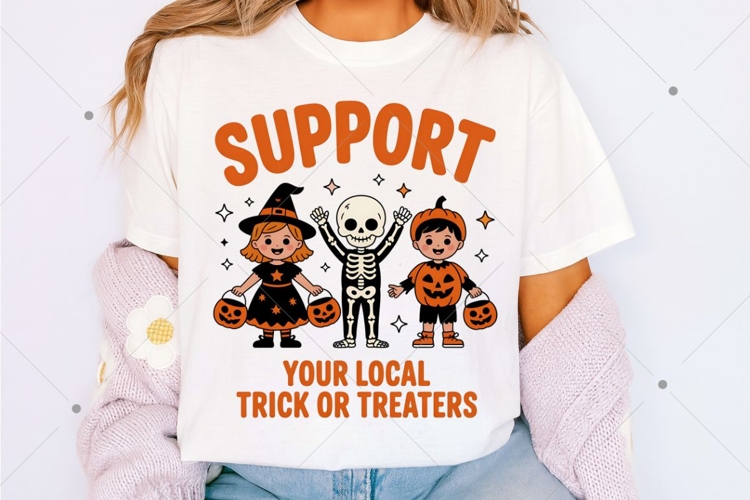 Support Your Local Trick or Treaters PNG, Vintage Halloween