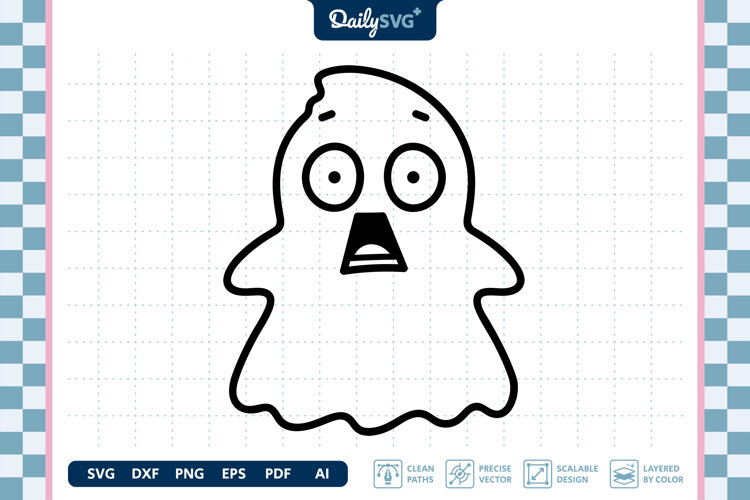 Supprised Cute Ghost SVG Halloween Kawaii Spooky Cut File example image 1