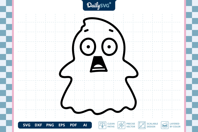 Supprised Cute Ghost SVG Halloween Kawaii Spooky Cut File