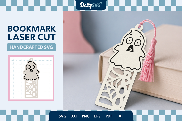 Cute Ghost Bookmark SVG Halloween Spooky Cut File