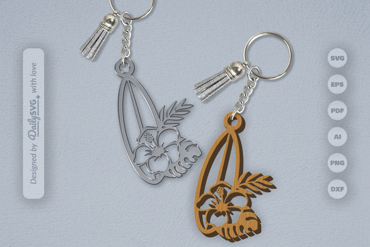 Surfing Board Summer Keychain SVG