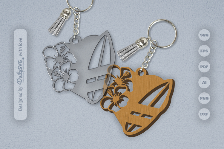 Surfing Board Summer Keychain SVG