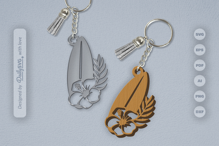 Surfing Board Summer Keychain SVG