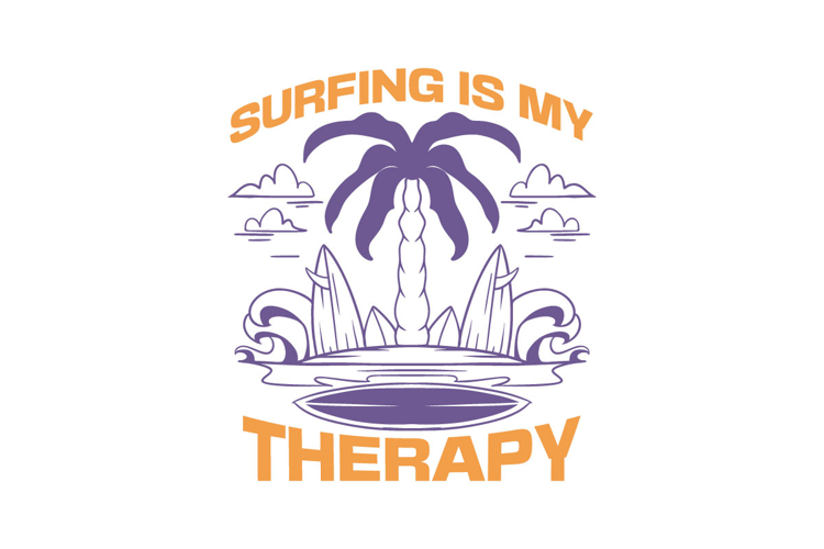 Surfing Is My Therapy Retro Summer T-shirt Design