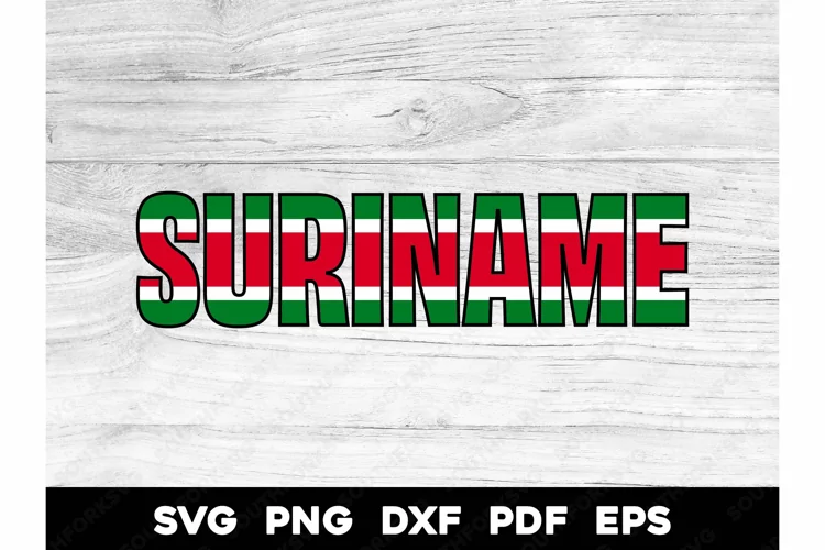 Suriname Country Shape Flag Design SVG PNG DXF EPS PDF