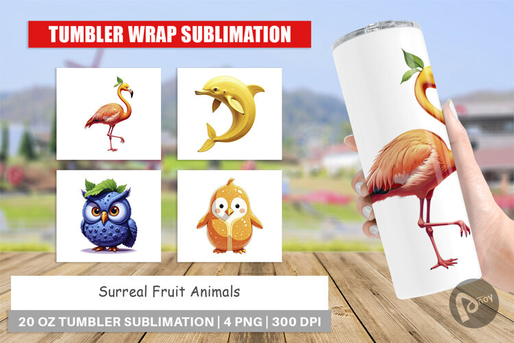 Tumbler Surreal Fruit Animals example image 1