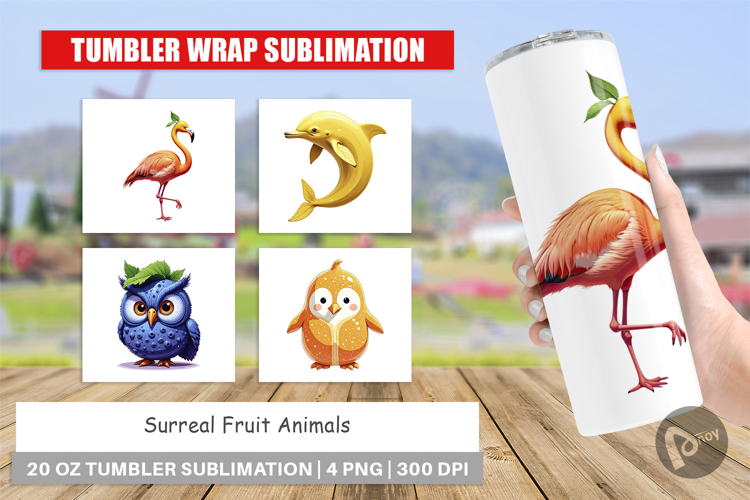 Tumbler Surreal Fruit Animals
