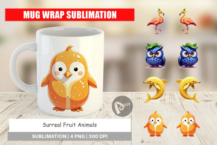 Mug Wrap Surreal Fruit Animals