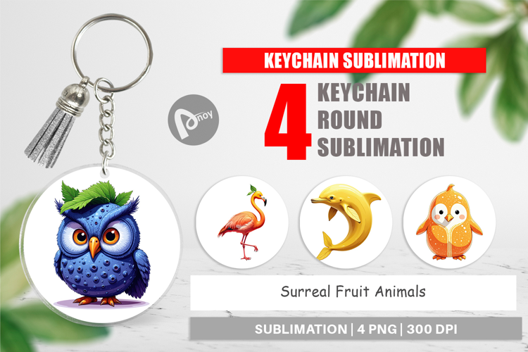 Keychain Surreal Fruit Animals