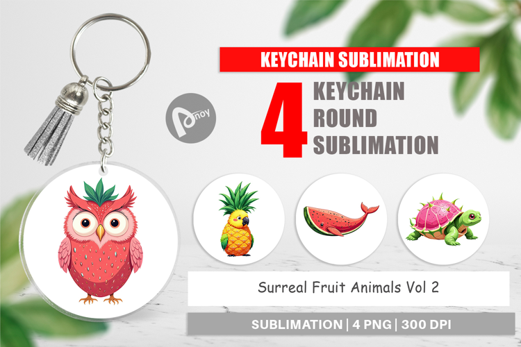 Keychain Surreal Fruit Animals